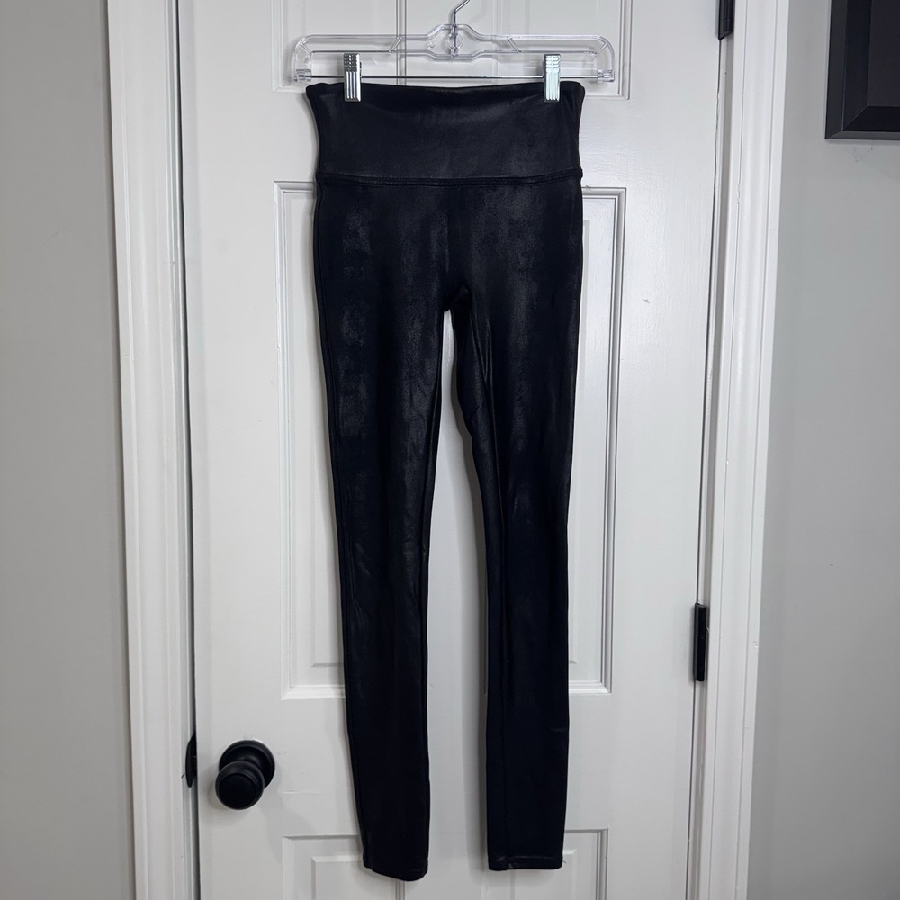 Spanx Faux Leather Leggings Black High Rise Skinny Shaping Women's S